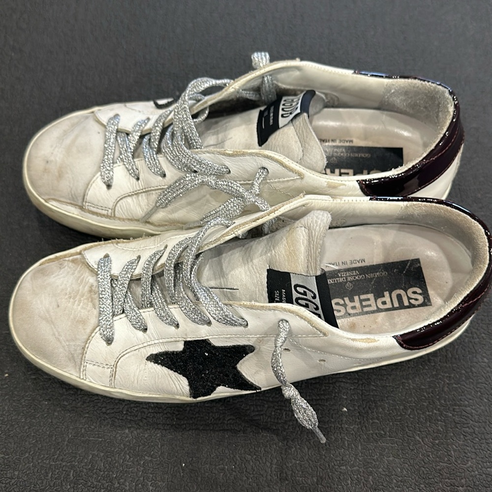 Golden Goose White and Black Sneakers